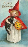 vintage-Halloween-little-girl-red-cape-black-cat-pumpkin-card