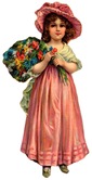vintage-girl-pink-hat-dress-flowers-clipart