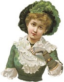 vintage-woman-green-hat-dress-feather-clip-art