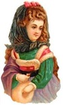vintage-woman-mantilla-green-pink-dress-clipart