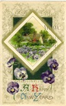 free vintage happy new year cards pansies country scene