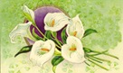 free vintage clip art Easter lillies with green background