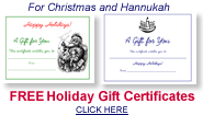 free Christmas and Hanukkah holiday gift certificates