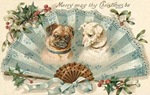 vintage-Christmas-card-two-dogs-blue-fan