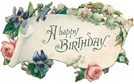free vintage birthday card scroll with pink roses and blue flowers
