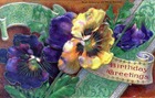 free vintage birthday cards yellow and purple pansies