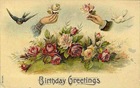 Victorian vintage roses free birthday card birds hands