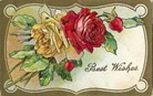 vintage birthday cards red and yellow roses gold border