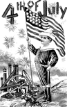 Fourth of July patriotic coloring page American flag and fireworks