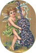 free vintage angel playing cello made of flowers clip art