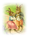 free vintage Easter clip art dancing bunnies