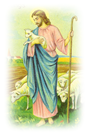 free vintage Easter clip art Jesus with lambs and staff