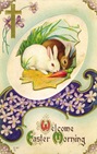 free vintage printable Easter bunnies sniffing a carrot