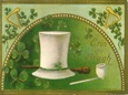free vintage St. Patricks Day shamocks top hat shillalah pipe greeting card