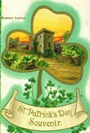 free vintage St. Patricks Day souvenir card with blarney castle and Ireland shamrock