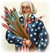 free vintage July 4th clip art--Uncle Sam with fireworks 