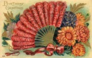 vintage birthday cards feather fan red bow mums