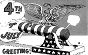 vintage July 4th coloring page cannon with American eagle