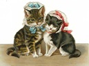 free vintage cat clip art two cats in lacy bonnets