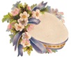 free-vintage clip-art-flowers-tambourine blue-ribbon white-flowers