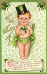 free vintage greeting cards St Patricks Day cute kids baby boy iin green diaper