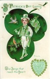 free vintage greeting cards St Patricks Day cute kids little boy in shamrock