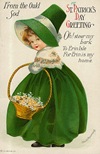 free vintage greeting cards St Patricks Day cute kids little girl with bonnet