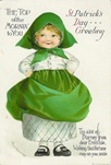 free vintage greeting cards St Patricks Day cute kids little girl with kerchief