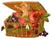 vintage flowers cherub in basket of roses with butterfly