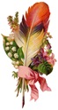 vintage flowers with feather and pink ribbon