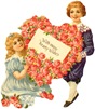 free vintage clip art mothers day victorian boy and girl with heart wreath pink roses