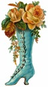 free vintage mothers day clip art turquoise Victorian boot with yellow roses