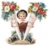 free vintage mothers day clipart little Victorian boy with flower cones