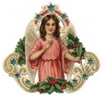 free vintage Christmas angel images pink gown holly border