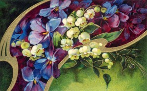 free vintage purple and white flower clip art
